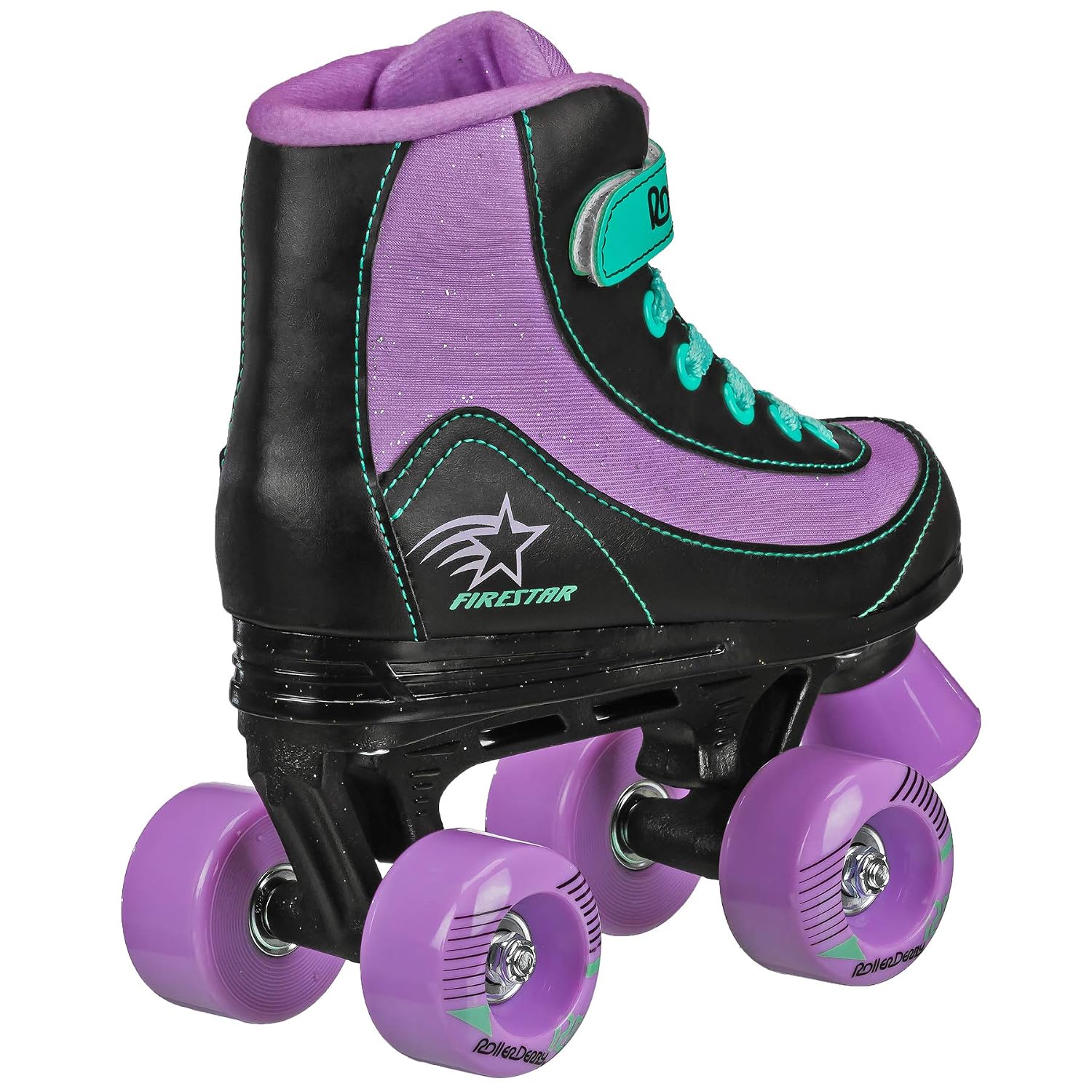 Roller Derby ガールズ Firestar ローラースケート 直営限定アウトレット 1 B07pkbbl ブラック ミント パープル