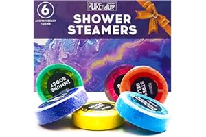 PURE NATURE LUX SPA Aromatherapy Shower Steamers Set - Six Uplifting Relaxing Scents for Stress Relief - Perfect Self Care, Spa Experience for Women and Men - Ideal for Christmas Stocking Stuffers and Relaxation Gifts