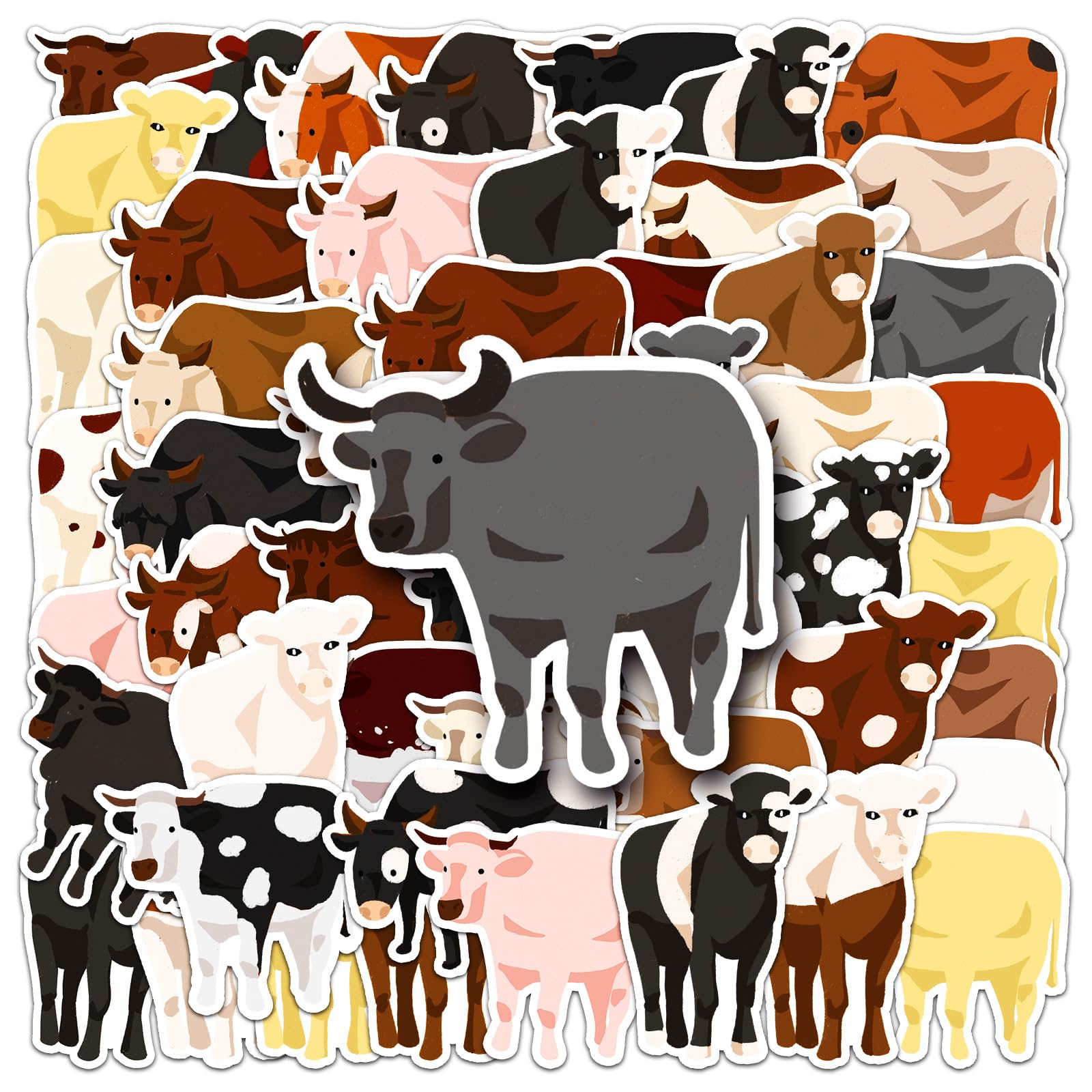 50 Pcs Cow Stickers Vinyl Cartoon Animal Stickers for Water Bottle Skateboard Laptop Car Bike Luggage Phone Guitar,Waterproof Aesthetic Funny Cute Cow Sticker for Teens Kids Adults