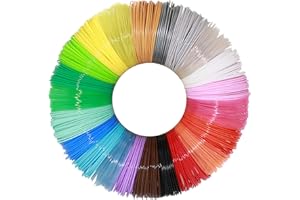 1.75mm 22 Mixed Colors 3D Printing PLA Filament Sample Refill Pack, Each Color 10ft, Total 220ft PLA Refills, Fit for Most 3D Printer & Normal 3D Pen, with Extra 2 Silicone Finger Caps by OEM MIKA3D
