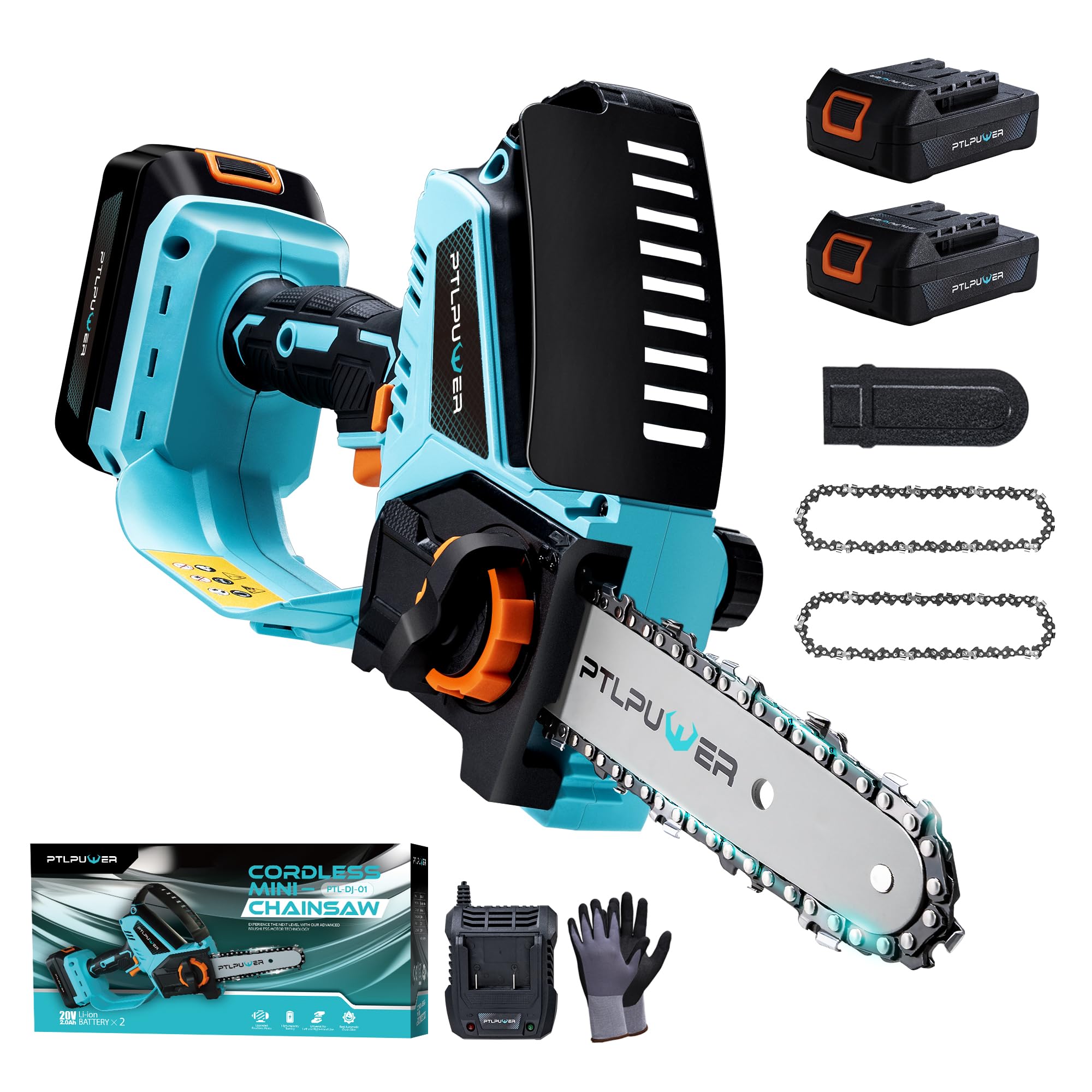 Photo 1 of PTLPUWER Mini Chainsaw Cordless 6 Inch, Small Chainsaw Hand Held Battery Powered Electric Portable Chain Saw Brushless Fast Charger Battery Operated for Tree Trimming Cutting