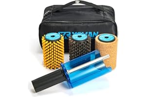 XCMAN XC Alpine Ski Rotory Brush Kit with Axle-Handle,Nylon,Horsehair,Brass,Cork Brush 100mm Length