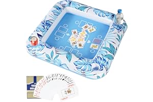 Inflatable Game Table with Waterproof Playing Cards, Pool Floating Table with Drink Holders for Pool Party Summer Water Fun