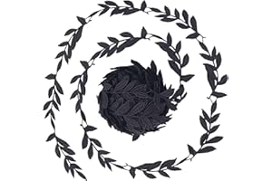 SEWDIYTR Leaf Edge Venice Lace Trim Ribbon for Sewing, 7 Yards Embroidery Patch Applique Trim for Wedding Bridal Dress Veil (Black)
