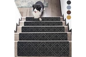 Oxdigi Non-Slip Stair Treads for Wooden Steps (15 Pieces) - 8" x 30" - Peel & Stick - Cuttable - Durable - Stair Mats with Adhesive Backing - Ideal for Dogs, Kids, and Elders - Dark Gray