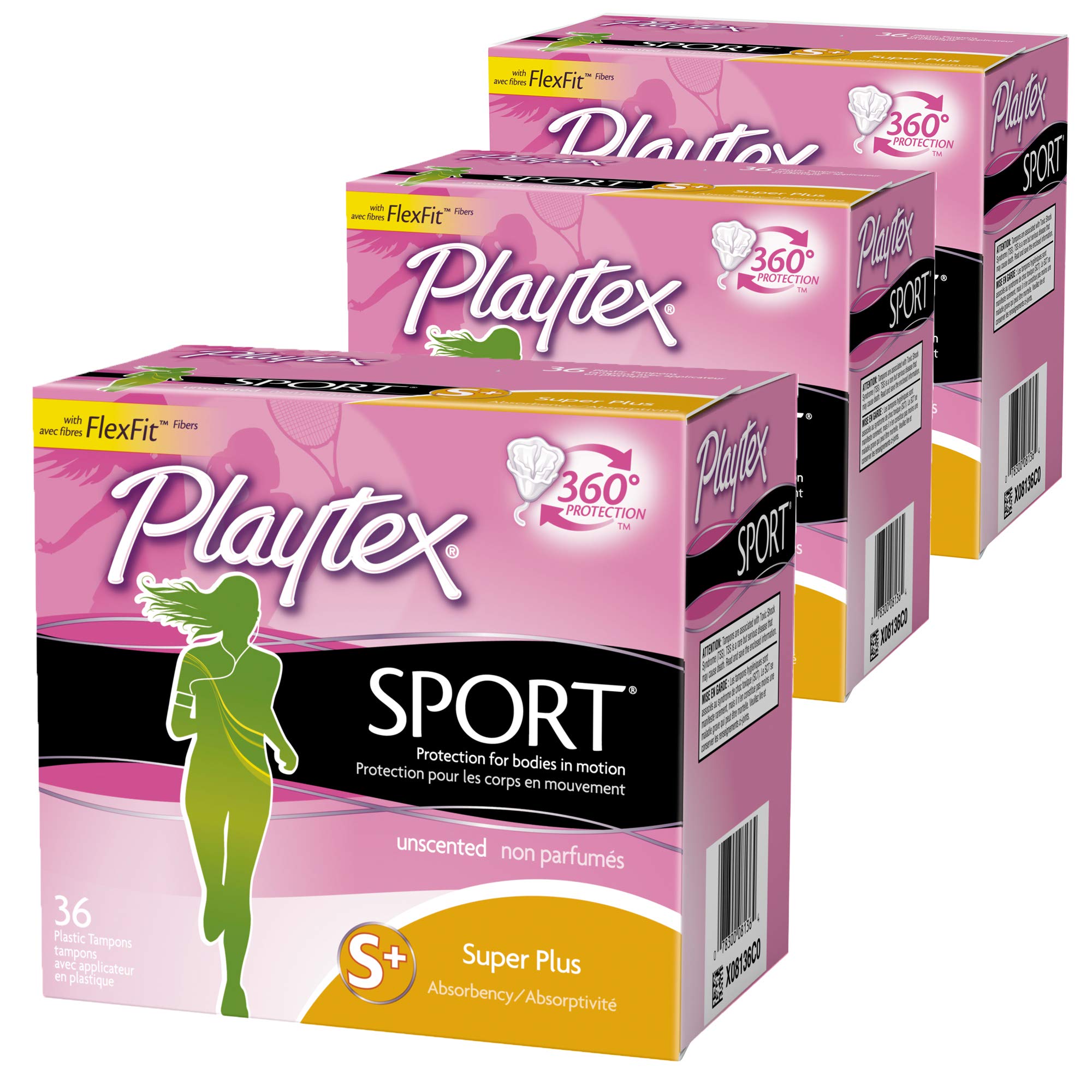 Playtex Super Absorbency Sport Tampons, Unscented, 36 count (Pack of 3) Health