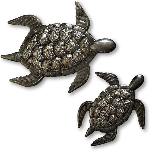 Amazon Com Sea Turtle Decor Mom And Baby Metal Sea Life Home