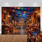 Dia de Los Muertos Backdrop 7x5ft Sugar Skull Mexican Fiesta Photo Banner | Dia De Los Muertos Decoration,Mexican Street Photography Background,Sugar Skull Marigold Ofrenda Decor,Halloween Fiesta Party