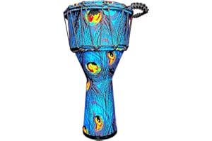 RUOSWTE Djembe Bongo ，Goblet Drum Made Of Goat Leather Drum Head, Hand Painted Cloth, West African Style, Gift For Beginners (B)
