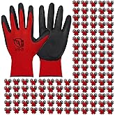 WHEATHUSK 120 Pairs Gardening Work Gloves Bulk for Men Women, Breathable Nitrile Rubber Coated Garden Gloves Dipped Gripping Outdoor Working Gloves for Construction, Gardening, 9.1 Inch