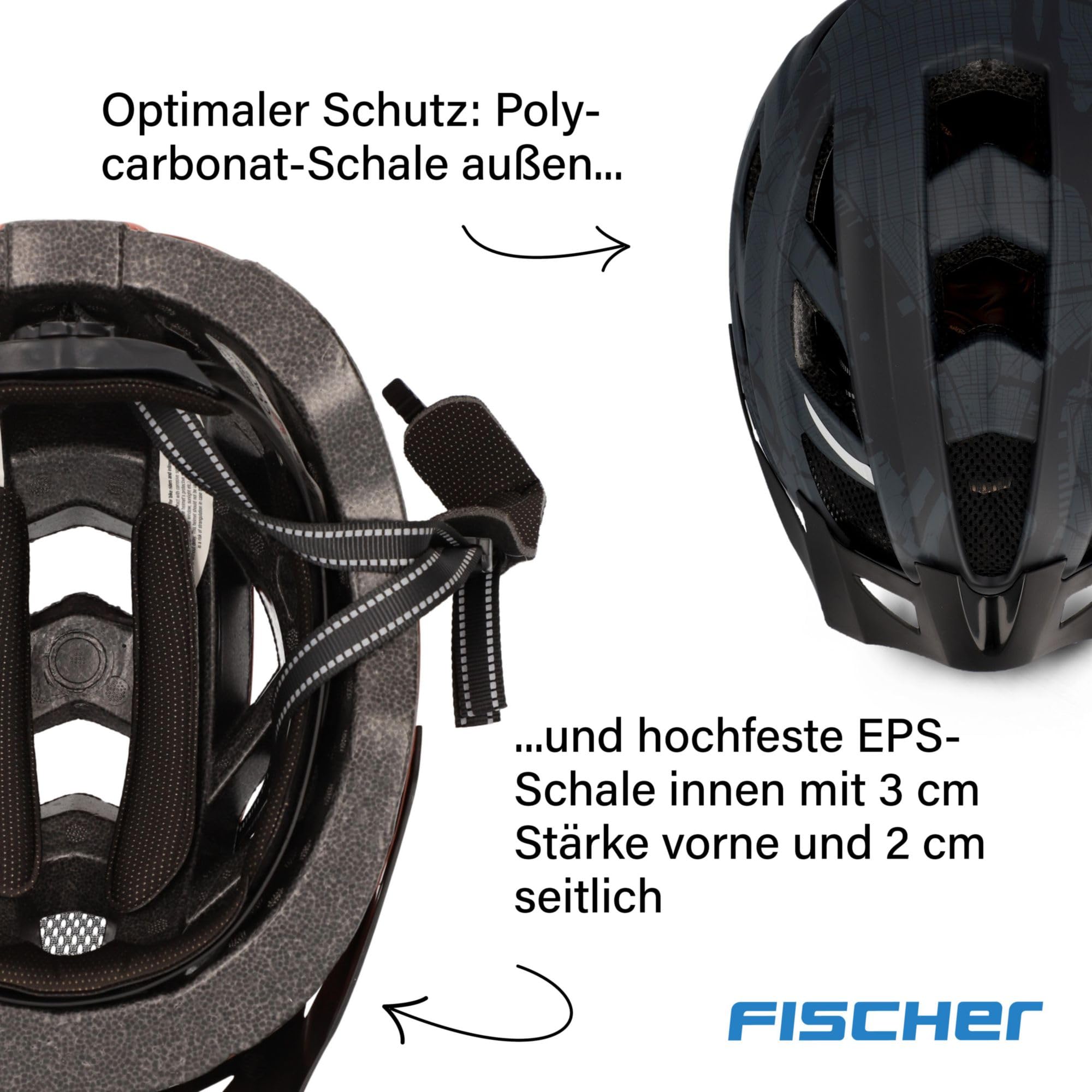 Fischer Erwachsene Fahrradhelm, Radhelm, Cityhelm Urban Plus Brooklyn, L/XL, 58-61cm, blau, mit integriertem LED-Rücklicht 6