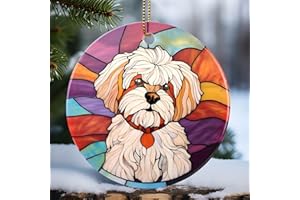 Touber Christmas 2023 Ornament, Christmas Decoration, Holiday Present Idea, Heirloom Keepsake, Round Ceramic, Gift Exchange, Gift Idea, Bichon Frise
