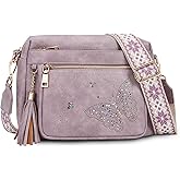 KITEVIUN Crossbody Bags for Women Trendy Leather Crossbody Purse Shoulder Handbags Butterfly Design