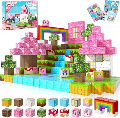Annexfun Magnetic Blocks 100PCS Unicorn STEM Building Tiles Toys for Kids