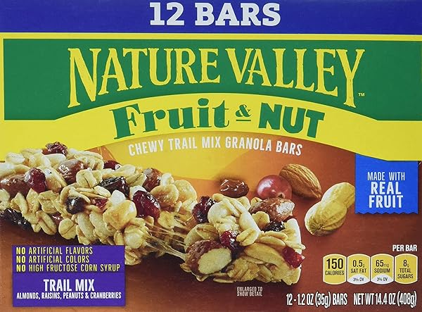 NATURE VALLEY CHEWY FRUIT AND NUT GRANOLA BARS, TRAIL MIX SNACK BARS, 12 CT, 14.4 OZ