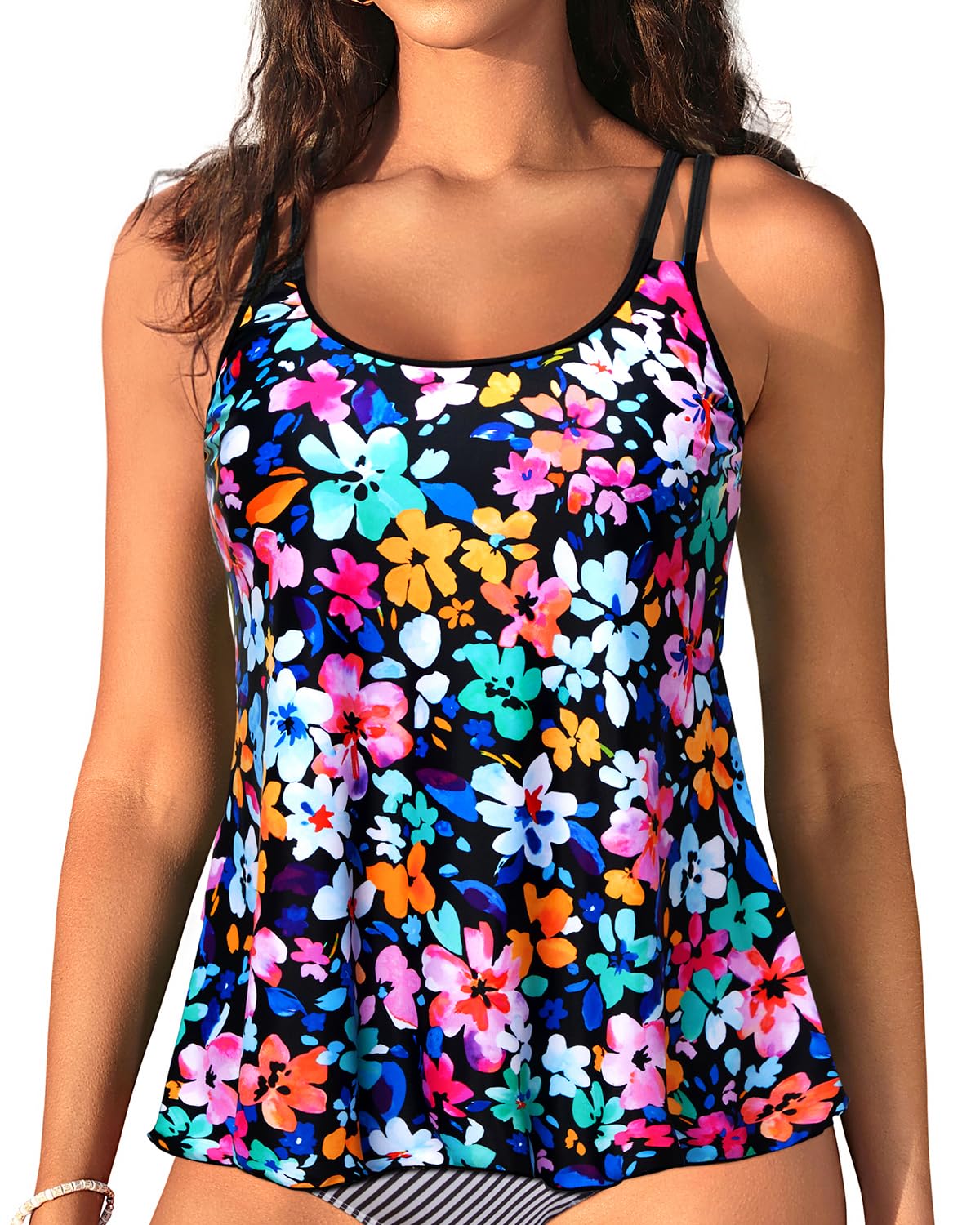 Womens Flowy Tankini Tops Only - Modest Bathing