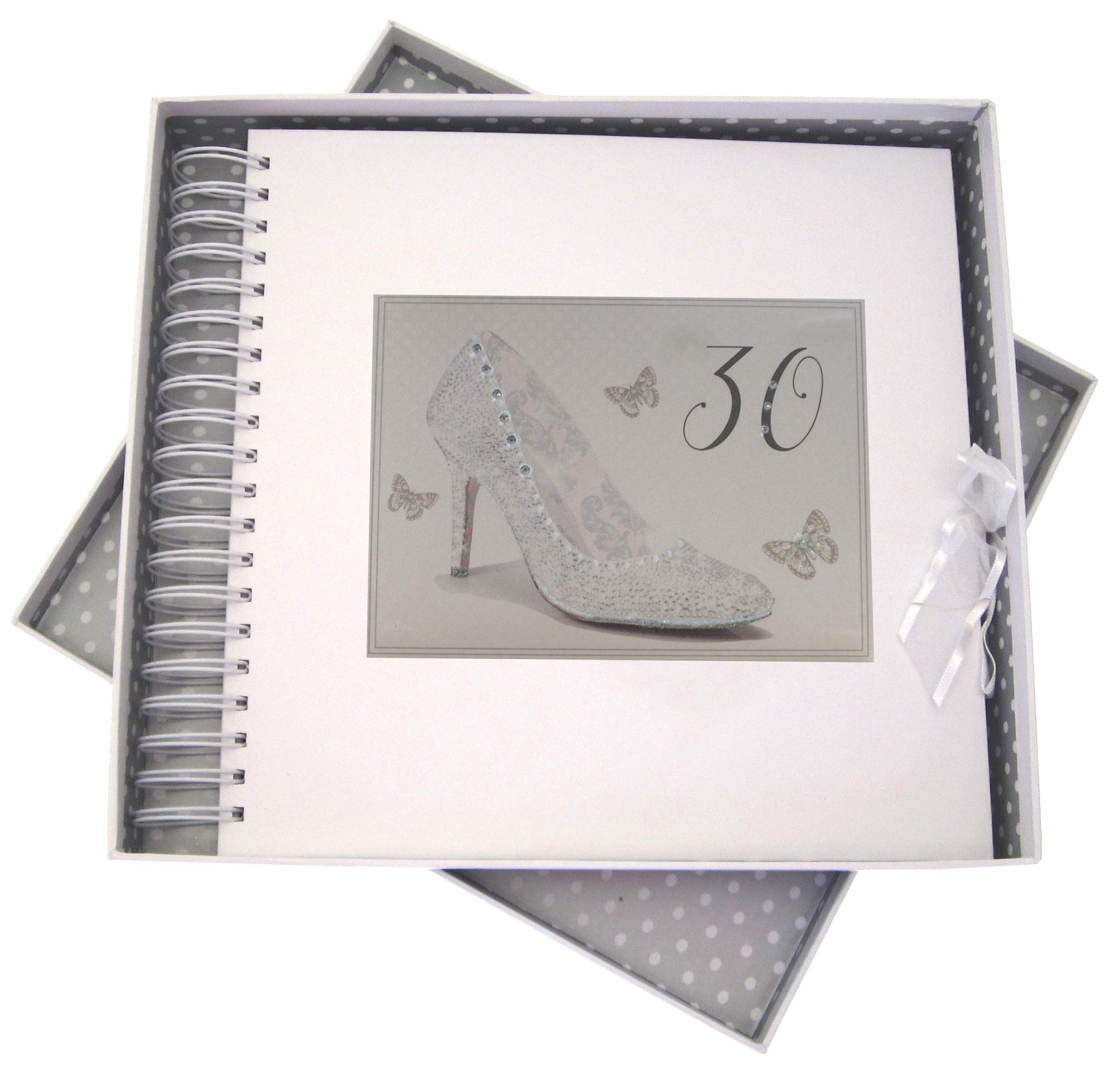 White Cotton Cards SHU30C Silver Shoe Age 30 Birthday Card and Memory Book
