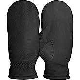 Pratt and Hart Snowfall Women’s Leather Mittens (Gloves for Winter Driving and Skiing) Fleece-Lined Glittens w/Finger Liners