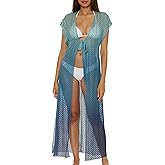 BECCA womens Sunset Crochet Ombre Tunic, Tie Front, Casual, Beach Cover Ups for Women