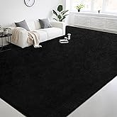 AAFKK Large Modern Area Rugs for Living Room Bedroom, 8x10 Feet Black Ultra Soft Thickened Memory-Foam Indoor Rug, Comfy Aesthetic Solid Minimalist Carpets for Girls Boys Nursery Dorm Home Decor