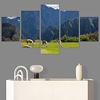 SIGNWIN 5 Panel Canvas Wall Art Modern Art Animals Cow Expressive Farmhouse/Country Multicolor Photography Sheep for Home Decorations Ready to Hang - 60