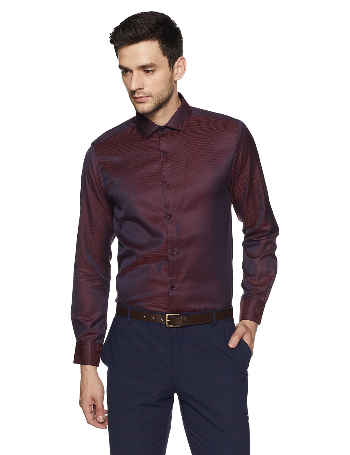 diverse men's printed regular fit cotton formal shirt