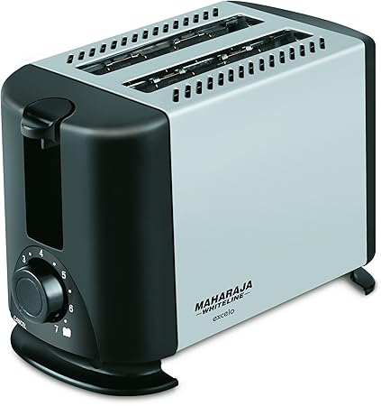 Maharaja Whiteline Excelo Pop Up 600-Watt Pop Up Toaster (Metallic Black and Silver)