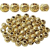 50pcs Tibetan Antique Gold Large Hole Spacer Beads Column Tube Spacer Beads Jewelry Spacers for Bracelet Necklace Jewelry Making Supplies