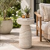 Ultym Outdoor Side Table Pedestal, 24" Modern Geometric Accent Coffee Table | Decorative Patio Table for Balcony &amp; Porch, Space-Saving for Small Areas,Planter Stand for Garden or Living Room