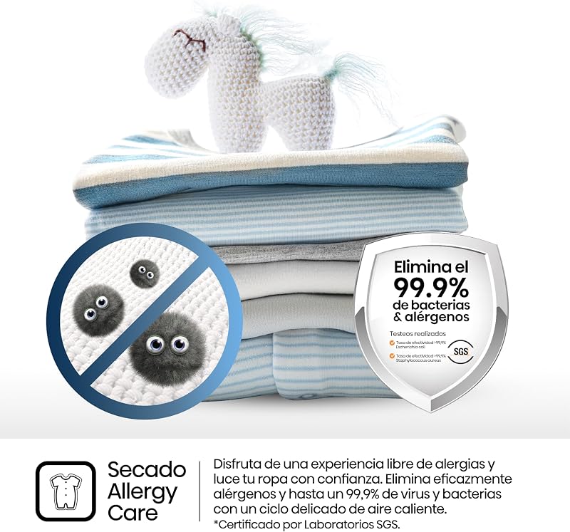 Hisense DHQE800BW2 - Secador de Roupa, 8Kg, Classe A++, 60cm Largura, 16 Programas, Secagem Automática, Secagem Rápida, Secagem Antirrugas, Bomba de Calor, Secagem Ion Refresh, Branco