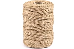 JIUXQT 394Ft 5mm Jute Twine Natural Hemp Rope Heavy Duty Jute Rope for DIY Arts Crafts Gardening Wedding Bundling Home Decorating Cat Scratching Post