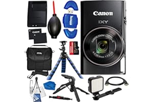 Canon PowerShot IXY 650 (ELPH 360) HS Compact Digital Camera 12x Optical Zoom IXY650 (Black) Bundle with Extra Battery + 64GB