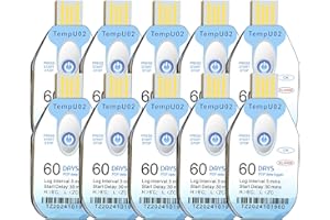 Tzone Temperature Data Logger USB with PDF Report Single Use Thermometer Logger 10 Pack, Disposable Temp Recorder 60 Days in-Transit IP67 Waterproof, TempU02 Cold Chain Recording Datalogger