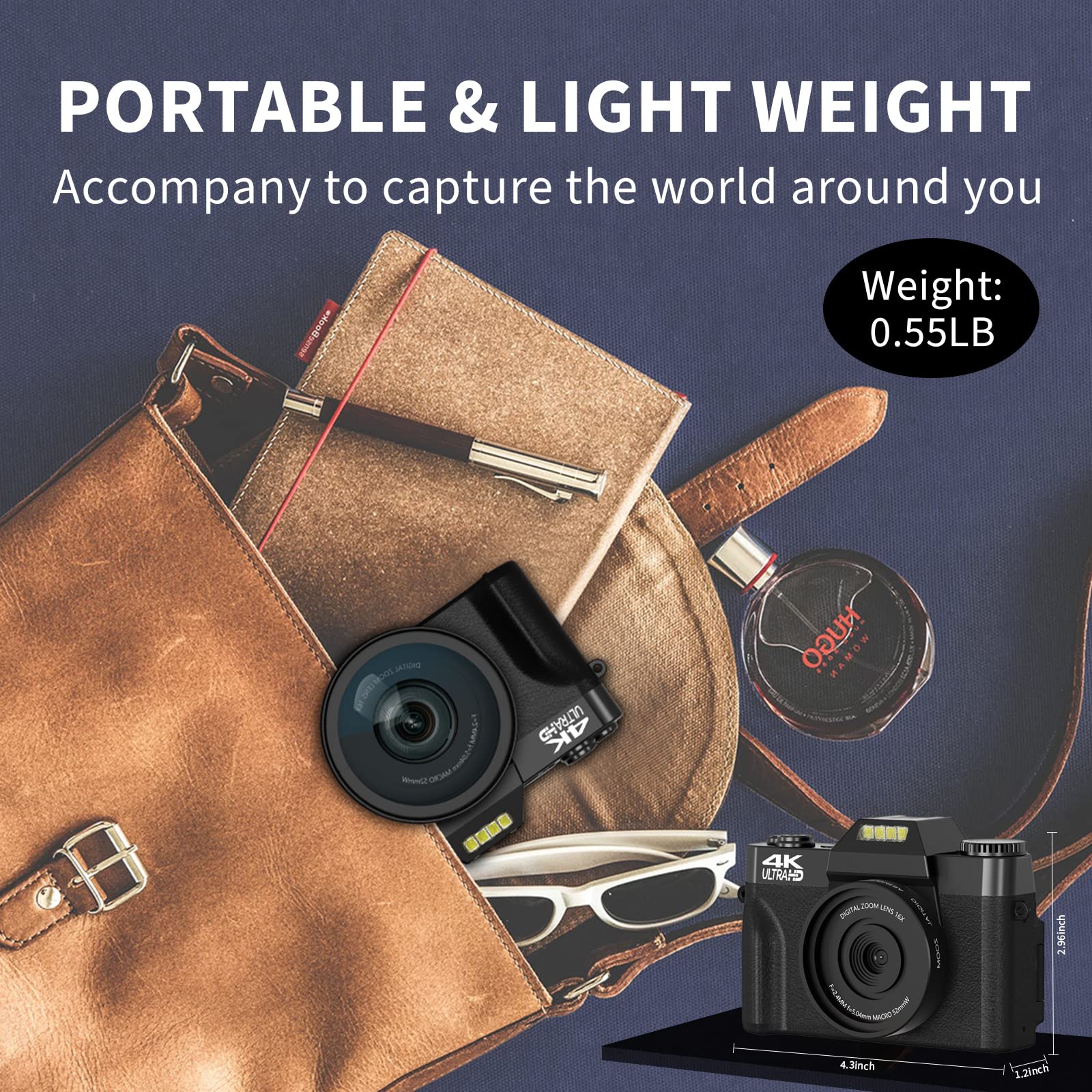 Digital Camera for Photography and Video VJIANGER 4K 48MP Vlogging Camera for YouTube with 180° Flip Screen,16X Digital Zoom,52mm Wide Angle & Macro Lens, 32GB TF Card, 2 Batteries (W01-Black)
