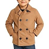 URBAN REPUBLIC Boys Peacoats - Double Breasted Wool Blend Dress Coat with Faux Fur Lining & Flap Pockets (4-20)