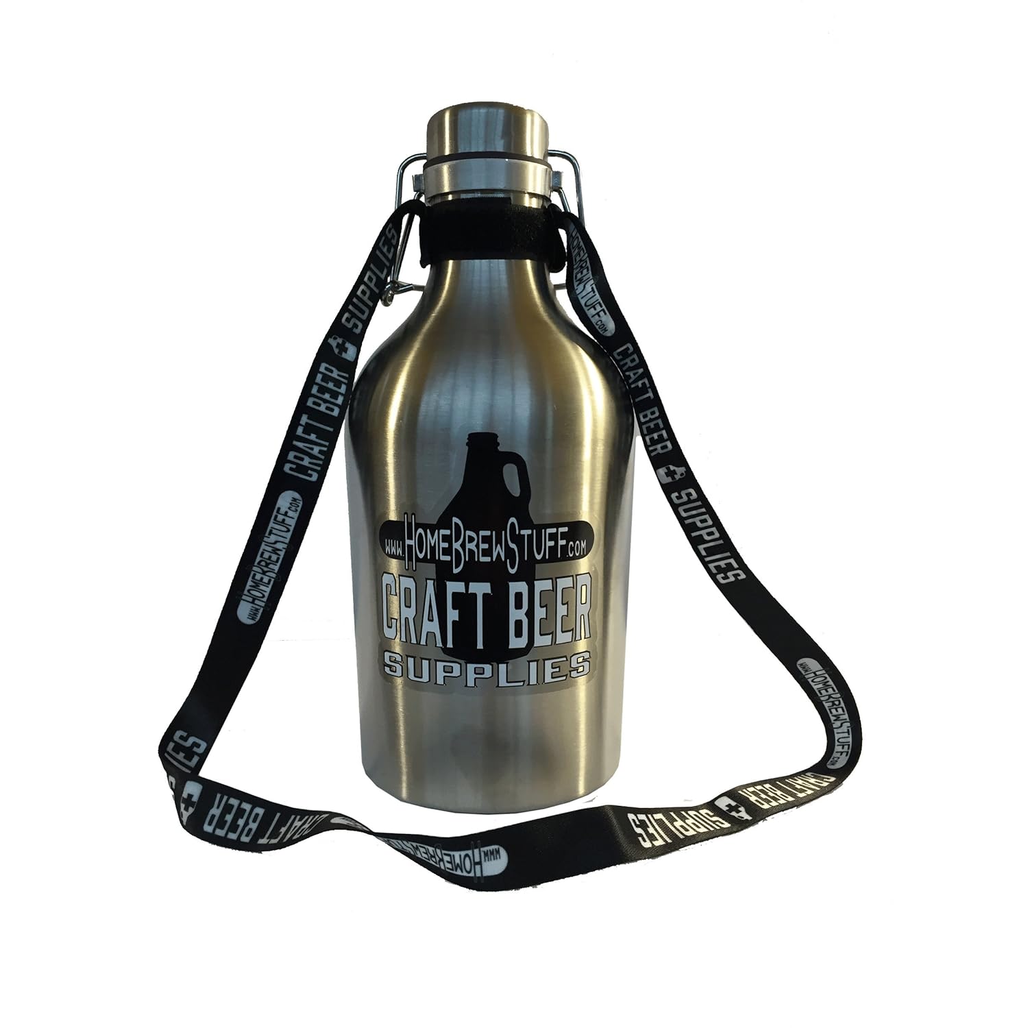 HomeBrewStuff 64 oz. Stainless Steel Flip Top Growler with Carrying Strap