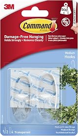 Command Medium Hook Pack of 2 with 4 Strips Transparent Damage Free 900 g