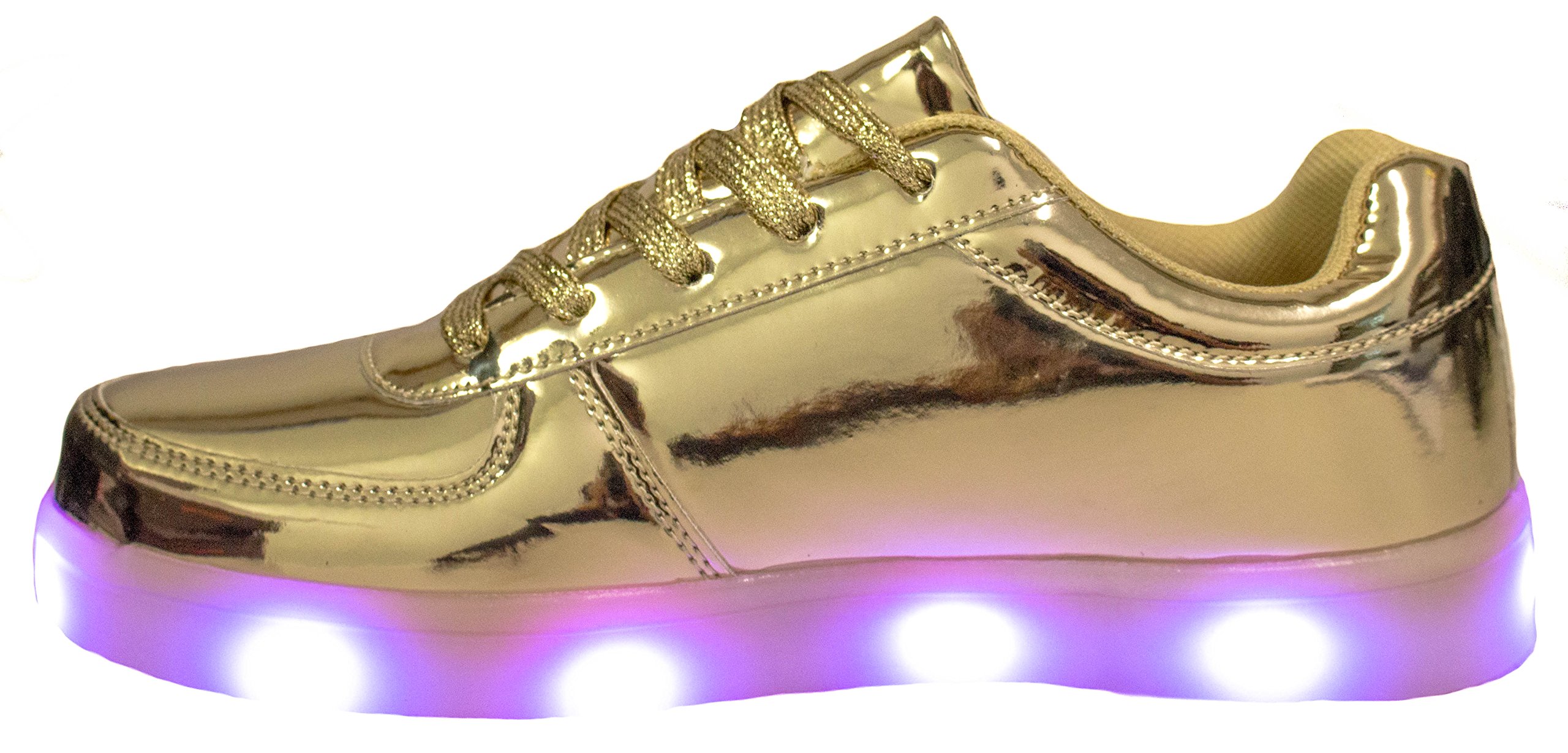Forever Link Women's Signal-60 Lace Up LED Fashion Sneakers with Light Show/Chargeable Gold - Image 3