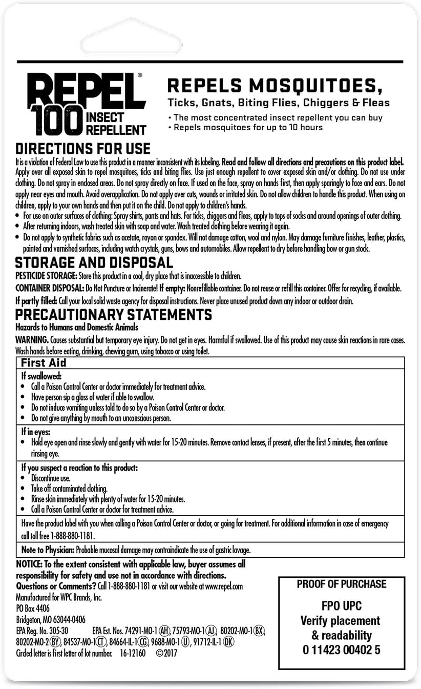 Repel HG-94108 100 Insect Repellent, Pump Spray, 4-Fluid Ounce : Insect Repelling Products : Garden & Outdoor