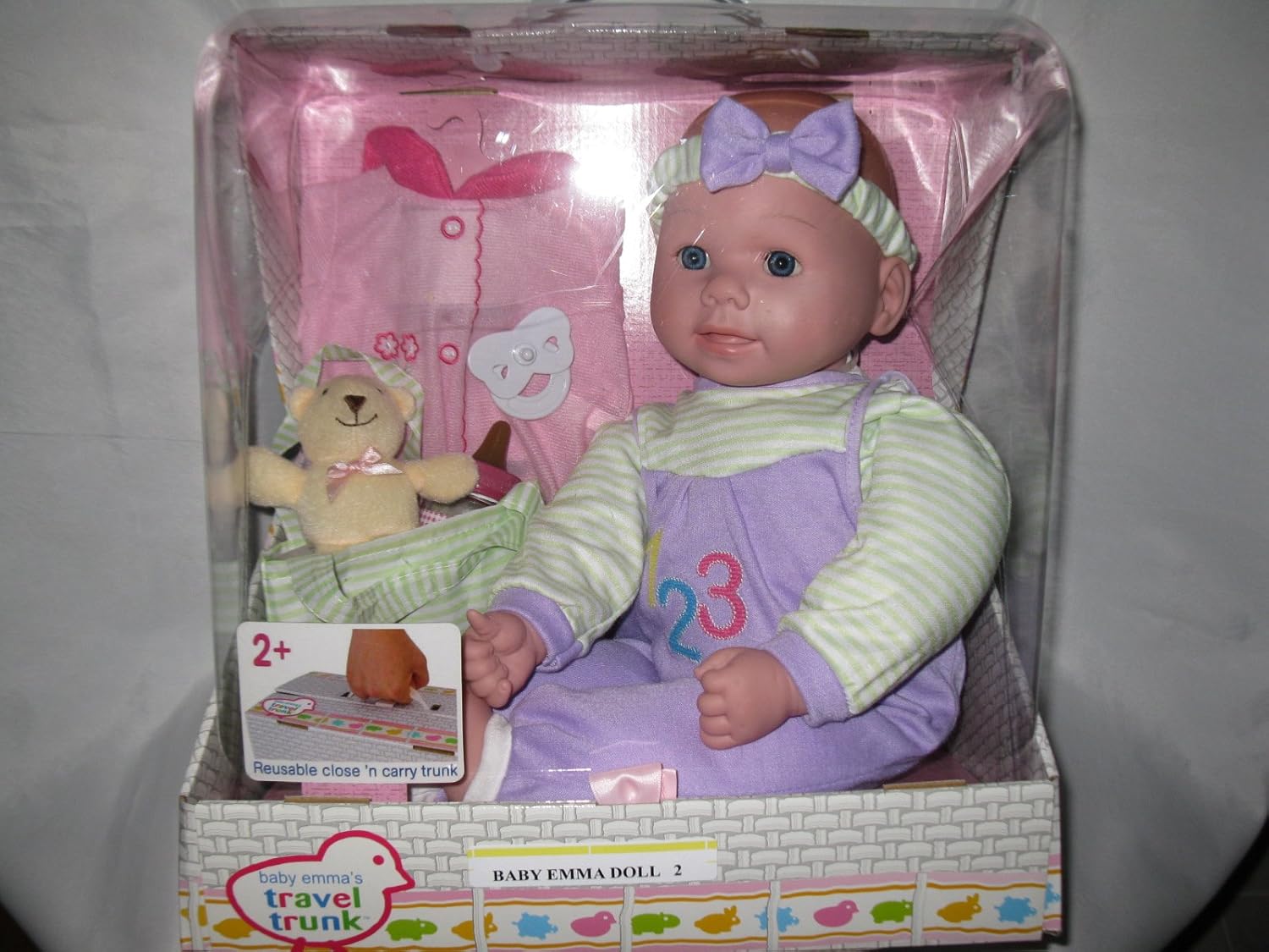 Baby Emma Doll 2 with Travel Trunk Purple & Pink Outfits