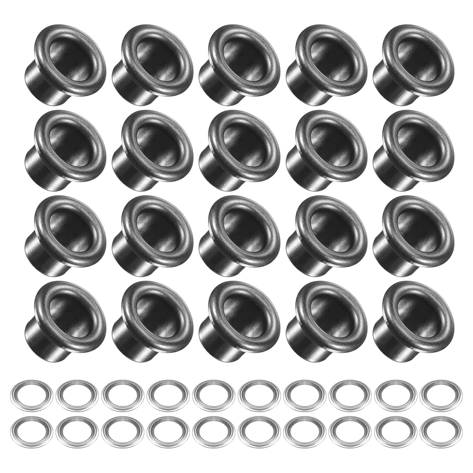 METALLIXITY Eyelets with Washers (10.5 x 6 x 7mm) 100Pack, Alloy Grommet Kit Chrome Plated - for Leather Canvas Clothes DIY Crafts Making, Dark Gray โ image 1