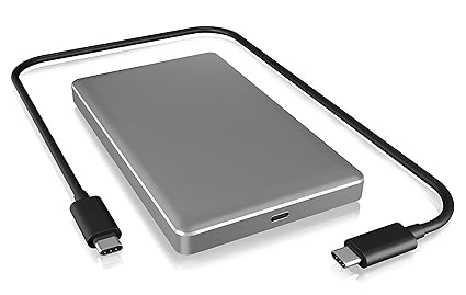 ICY BOX Externes USB-C Gehäuse für 2,5 Zoll HDD/SSD, USB 3.1 (Gen 2, 10 Gbit/s), Aluminium, werkzeuglos, grau