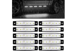 FXC 10x 6 LED Clearence Truck Bus Trailer Side Marker Indicators Light Tail Taillight Brake Stop Lamp 12V (White)