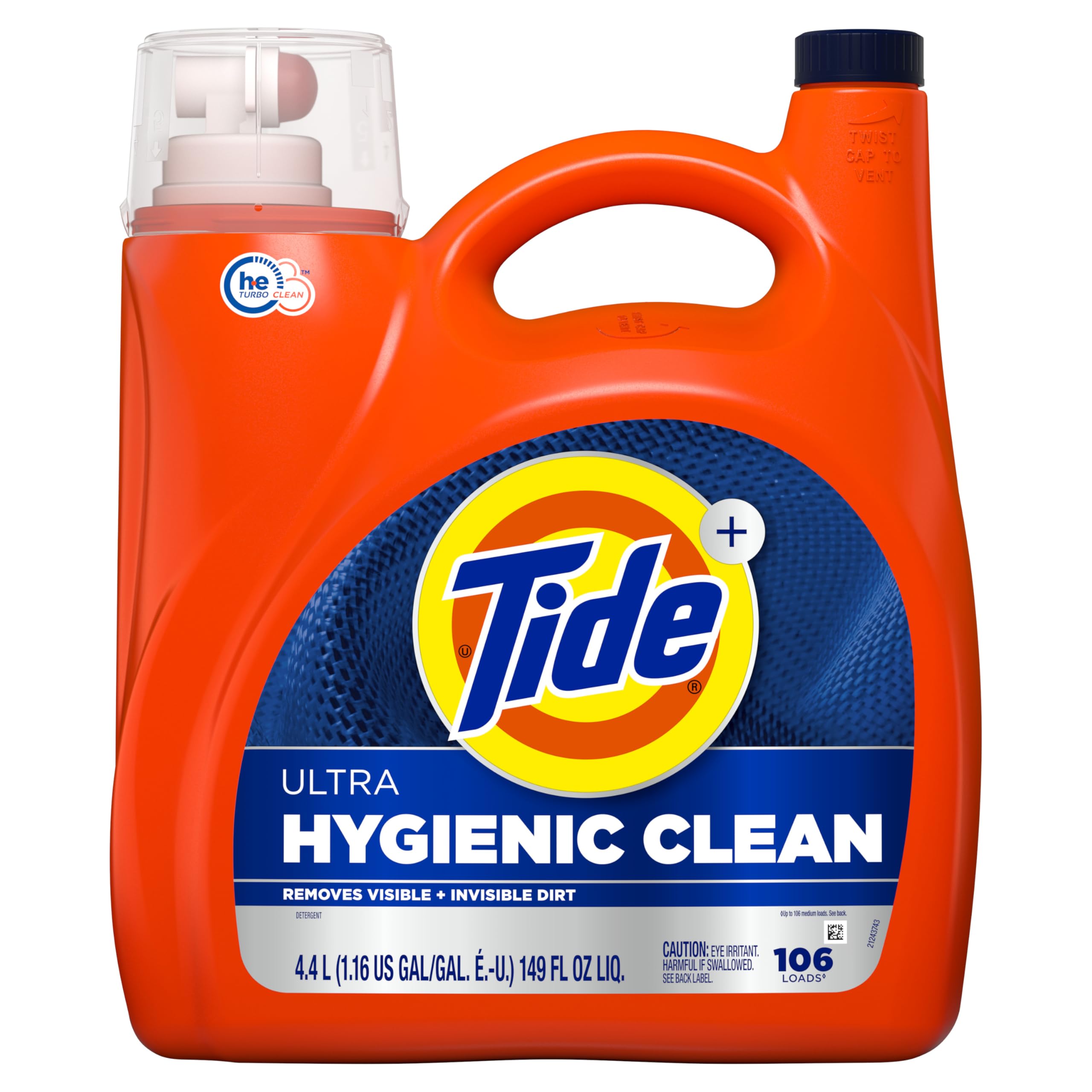Tide Hygienic Clean Heavy 10x Duty Liquid Laundry Detergent, HE Compatible, Original Scent, 149 fl oz, 106 loads
