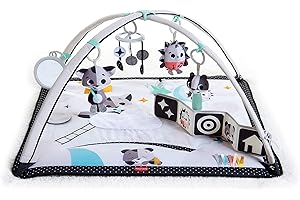 Tiny Love Baby Tummy Time Play Mat, Gymini Deluxe Baby Play Mats for Floor, Magical Tales Black & White Activity Gym