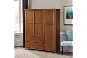 Grain Wood Furniture Shaker 3-Door Wardrobe, Solid Wood with a Walnut Finish