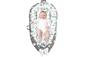 Mestron Baby Nest Cover for Baby 0-12M, Newborn Lounger Cover Bassinet Mattress Cover, Adjustable Soft Floor Seat Cover for Baby Girls & Boys (Leaf)