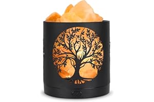 SUNYA Himalayan Salt Lamp - Metal Basket with 5 LED Bulbs, Pink Rock Salt Lamp Night Light with USB Power Cable. Battery Powered Support