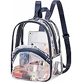 abshoo Clear Mini Backpack for Stadium Events Approved Clear Bag for Girls Women See Through Bag for Concert Sports Event (Navy)