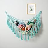 VISATOR Toy Hammock for Stuffed Animals Green Macrame 55x42 inch Corner Net view 4